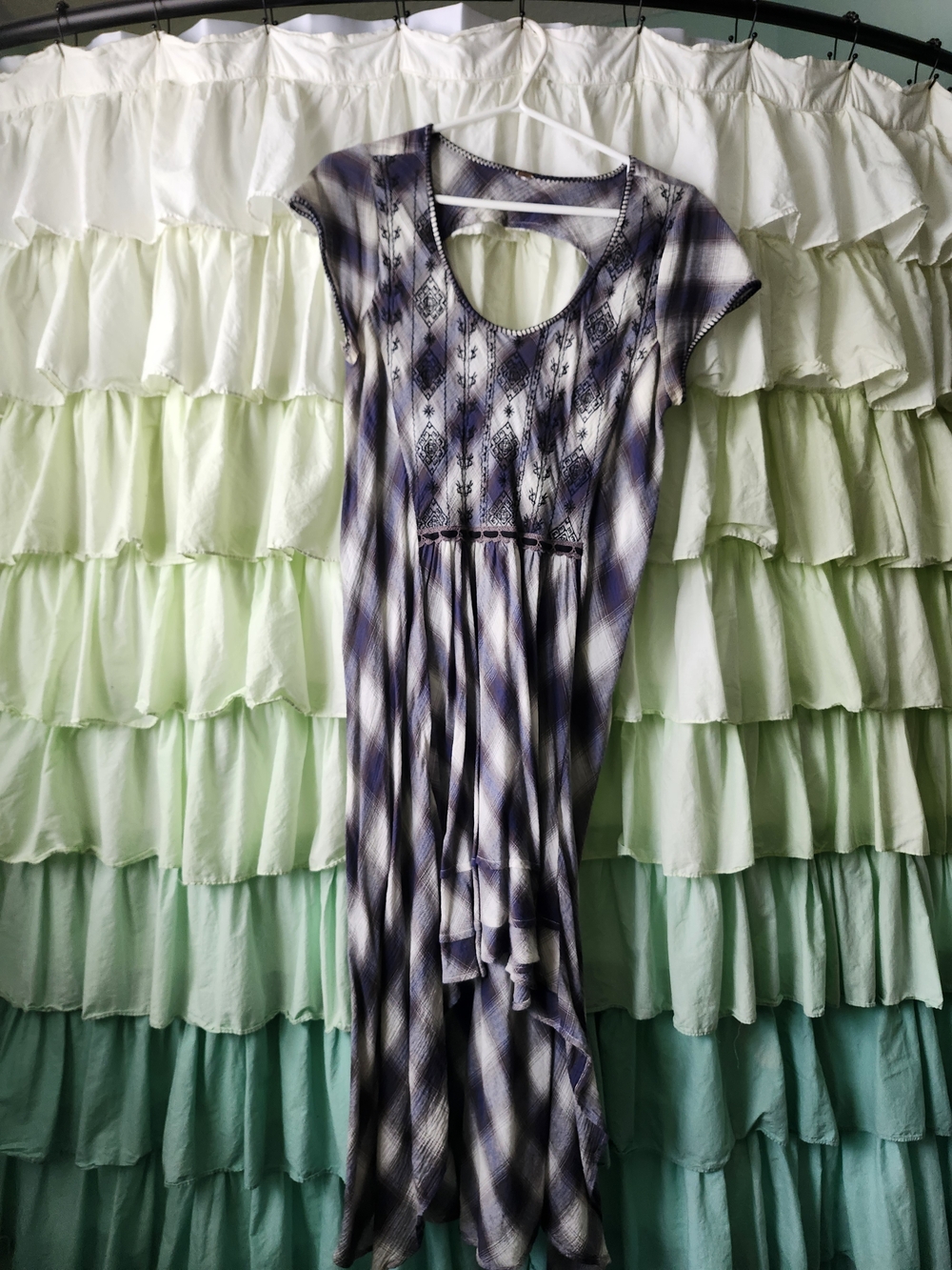 Free People Purple Plaid High-Low Dress